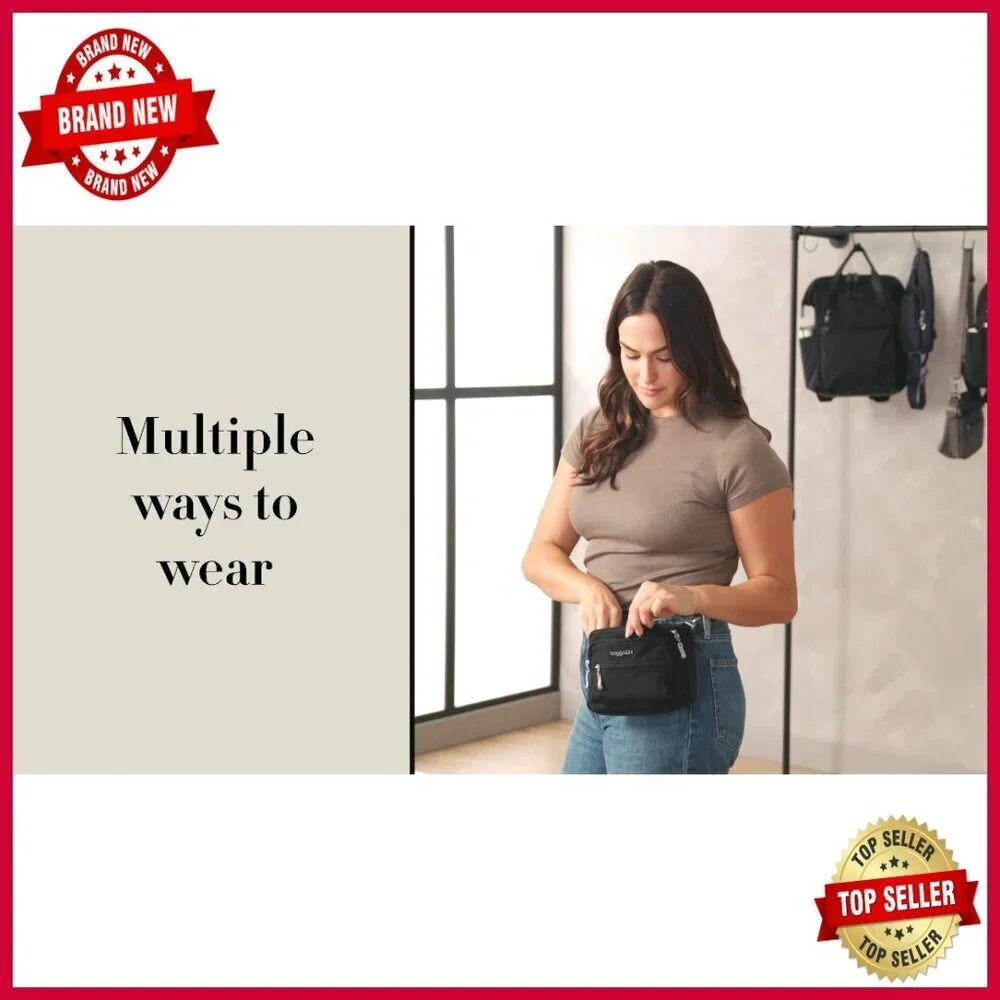 Triple Zip Small Crossbody Bag Lightweight Convertible Fanny Pack Belt Bag